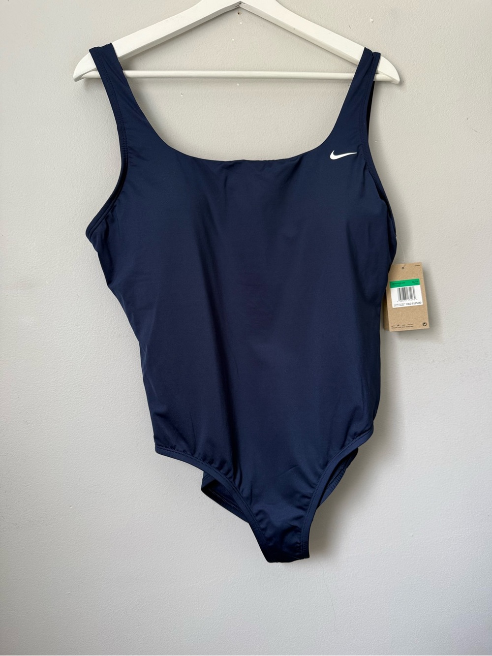 NWT Nike Solid Navy One-Piece Swimsuit with White Swoosh